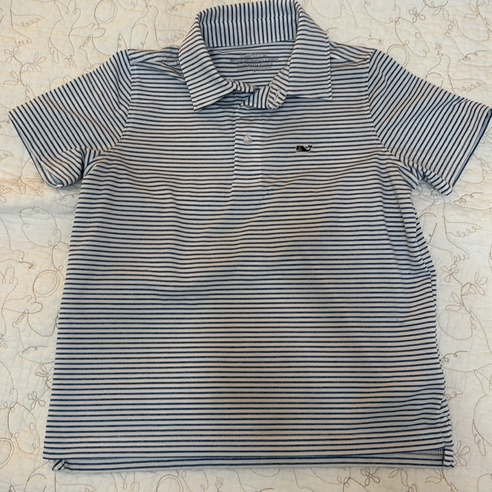 Boys Vineyard Vines Navy and White Striped Polo
